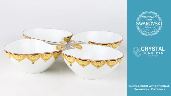 Crystal Concepts - Elliptical Bowl Embellished With Swarovski Crystals (Set Of 4 Bowls)